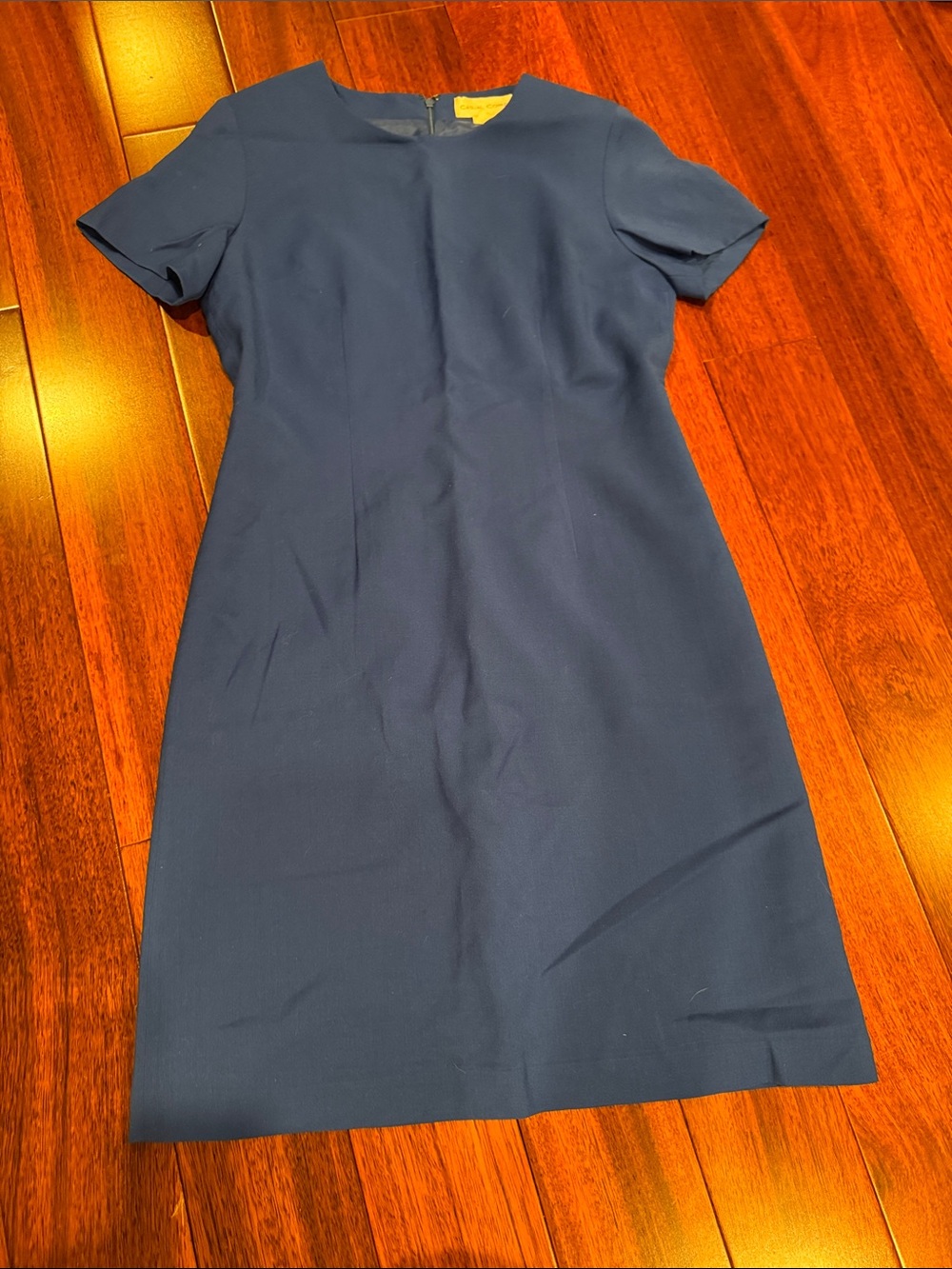 *Vintage Wool Classic Short-Sleeve Sheath Dress
